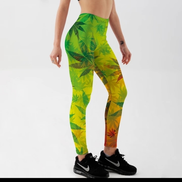 Pants - Leaf Printed High Waist leggings L128